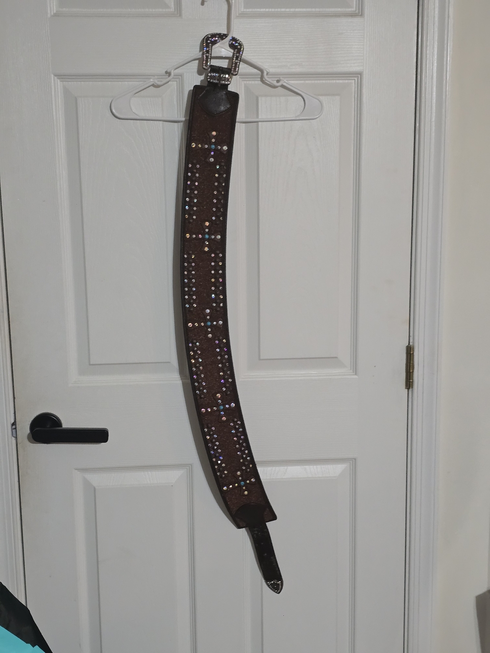 Brown Studded Leather Belt with Sparkling Stones
